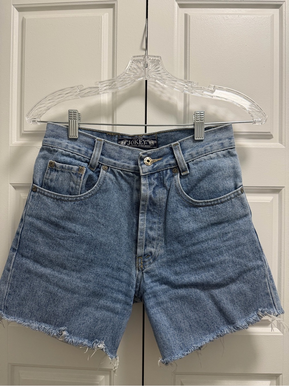 Jockey Light Blue High-Rise Denim Shorts with Raw Hem
